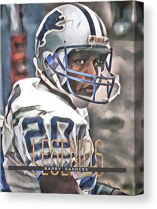 1 Barry Sanders Detroit Lions Abstract Art 20 Joe Hamilton Canvas Print