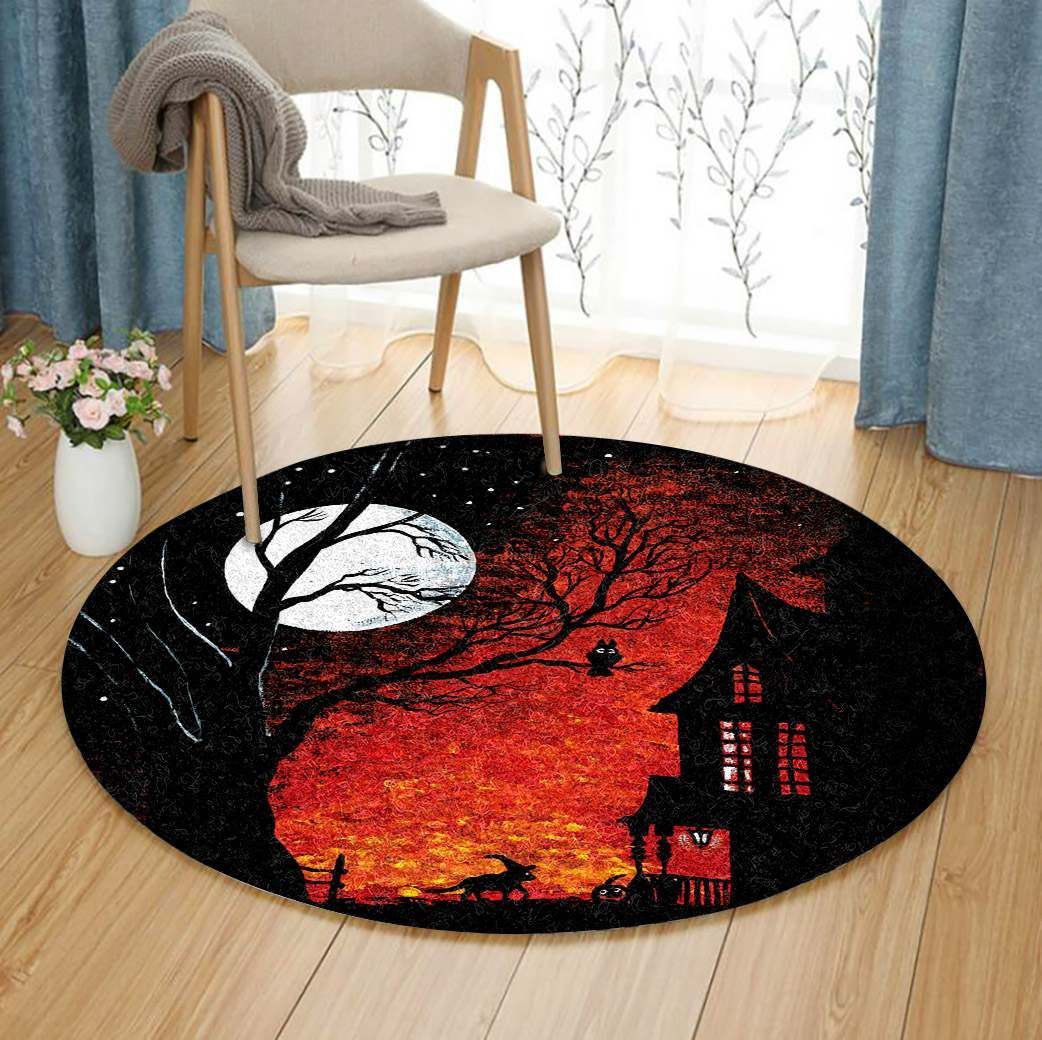 Halloween Cat Witch GE3680 Round Rug  CYSI2907