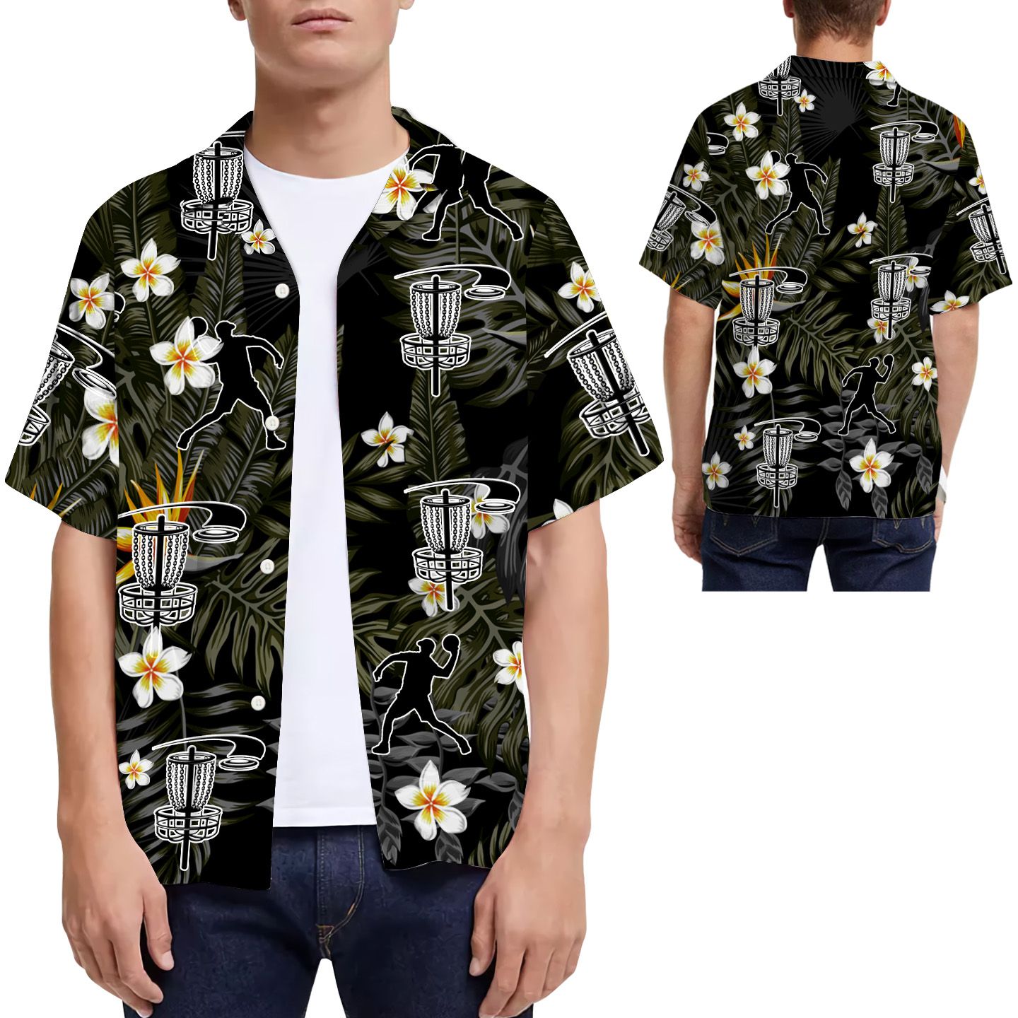 Disc Golf Tropical Flowers Men Hawaii Shirt For Golfers Ha105050