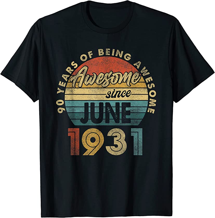 90 Year Old Retro June 1931 Vintage 90th Birthday Gift Men T-Shirt