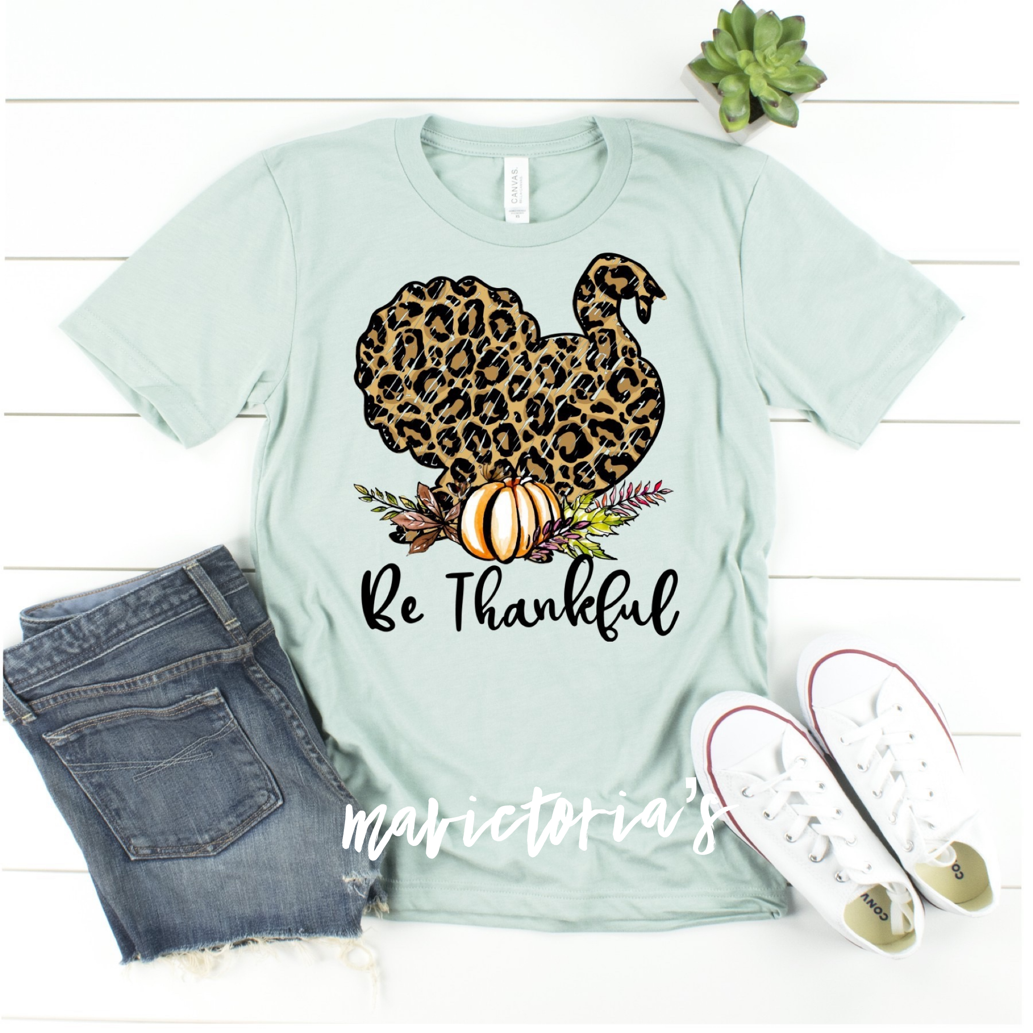 Be Thankful // Leopard Turkey Graphic Tee // Thanksgiving Fall