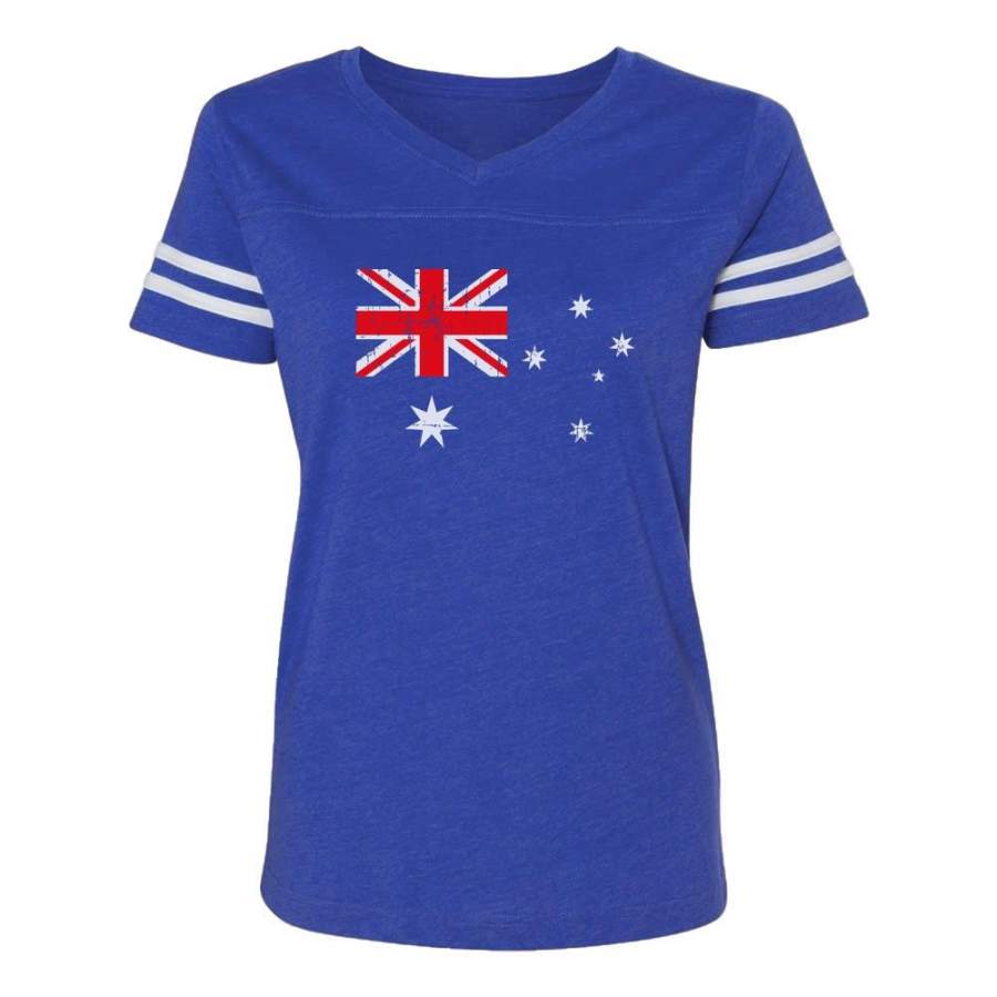 Australian Flag Vintage Style Women Football Jersey T-Shirt