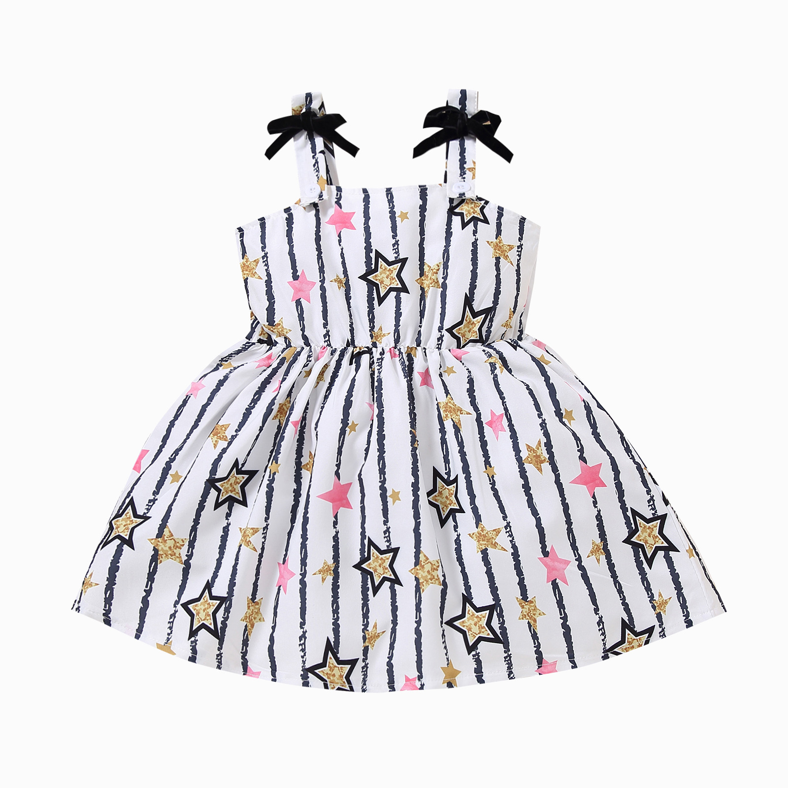 Bell Sell children’s clothing little girl dress suspenders boutique five-pointed star pattern stripes high quality wholesale alx