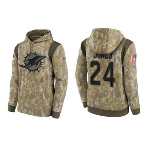 Byron Jones Miami Dolphins Camo 2021 Salute To Service Veterans Day Therma Pullover Hoodie