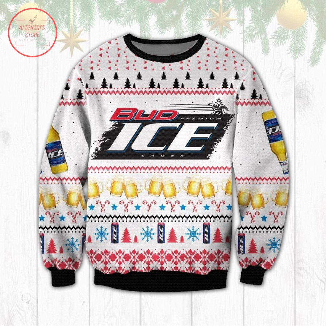 Bud Ice Premium Lager Ugly Christmas Sweater