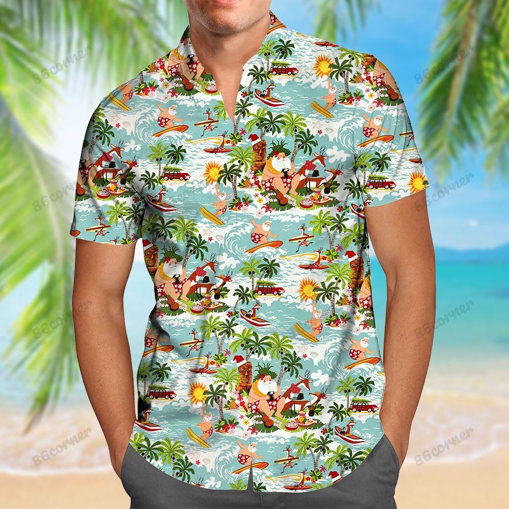 Santa Surfing Hawaiian Shirt Ha22422