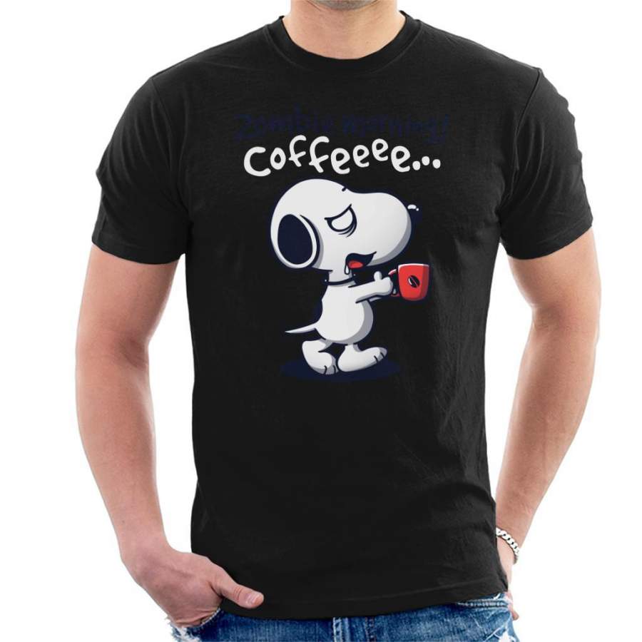 Zombie Morning Coffee Snoopy Men’s T-shirt