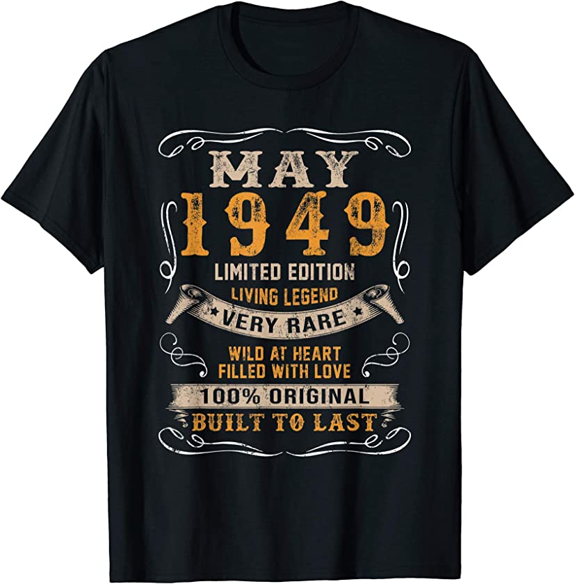 72nd Birthday Gift 72 Years Old Retro Vintage May 1949 T-Shirt