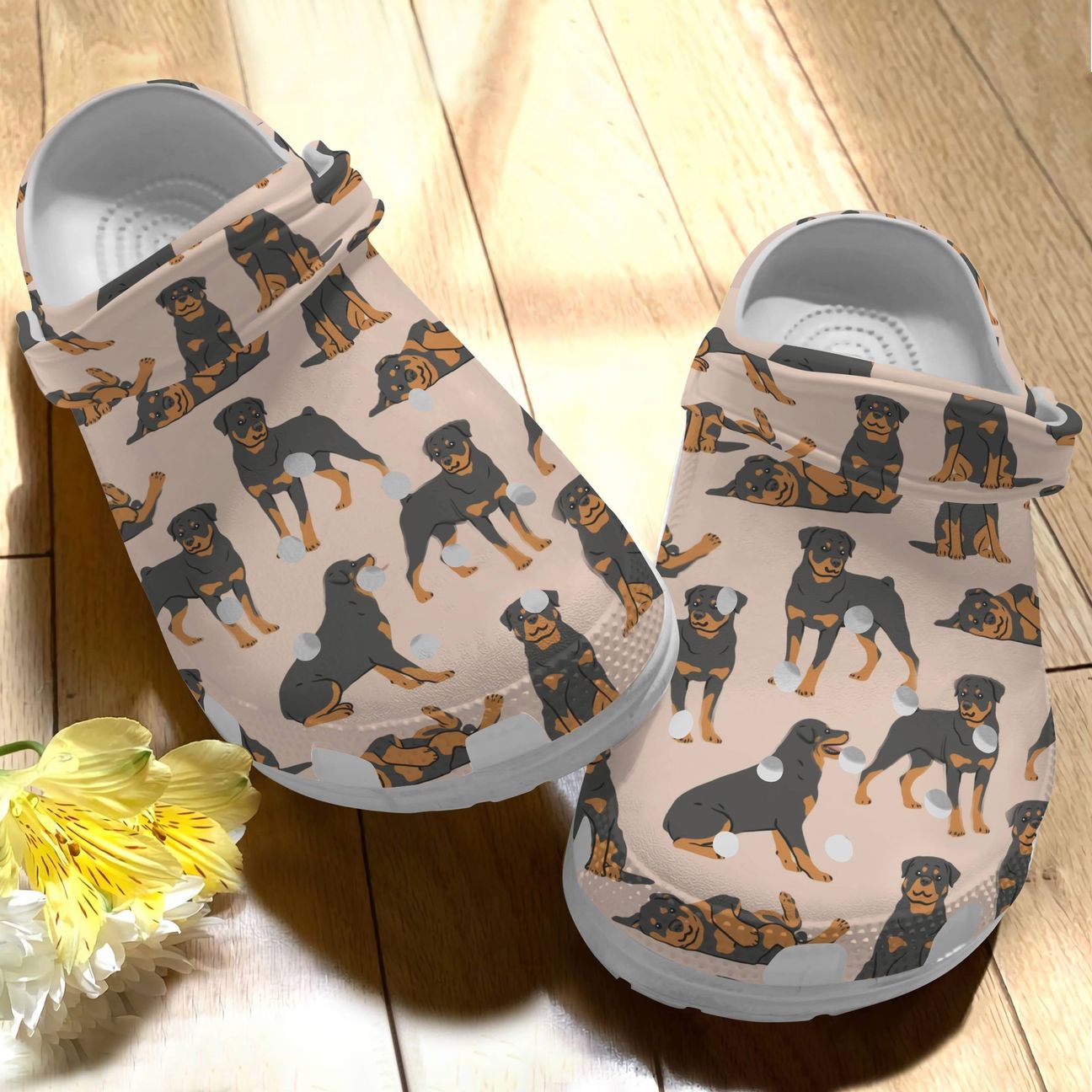 Rottweiler Personalize Clog, Custom Name, Text, Fashion Style For Women, Men, Kid, Print 3D Rottweiler Pattern 1