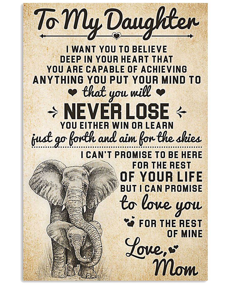 To My Daughter Poster Canvas Just Go Forth And Aim For The Skies, Elephant Poster Gift From Mom To Daughter, Poster Wall Decor, Poster Gift Decor Home Decor Wall Art Visua