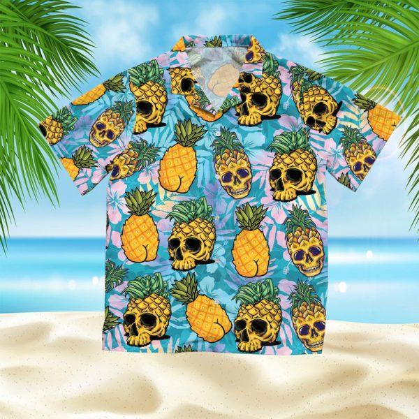 Tropical Pineapple Skull Hawaiian Shirt Pre11161