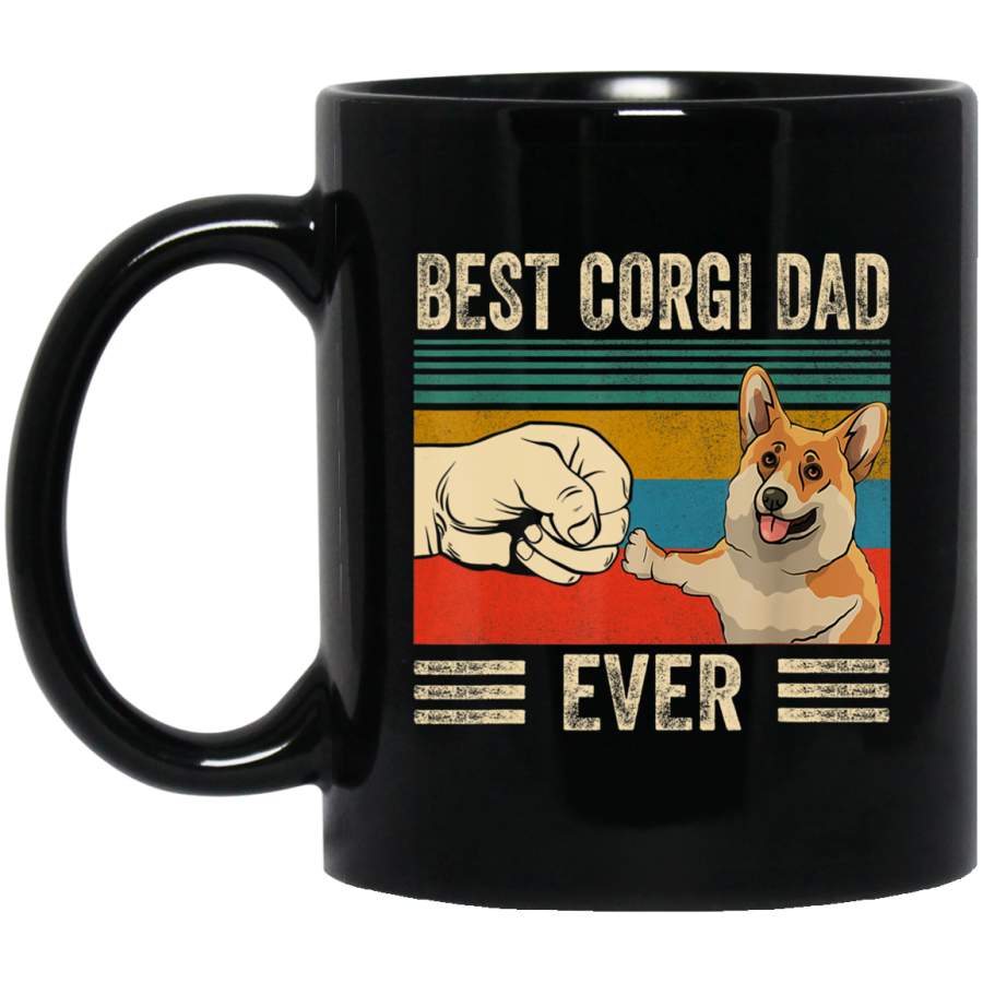 Best corgi Dad Ever bump fit vintage retro Black Mug Pet Owner, Dog Dad Mom Lover, Best Friends Gifts Funny Sayings Slogan Cute