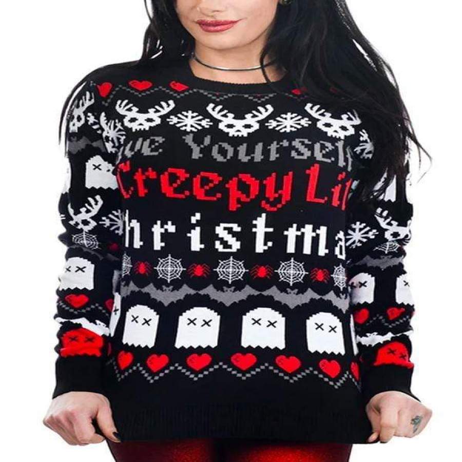 Women’s Creepy Lil Christmas Ugly Christmas Sweater All Over Printed