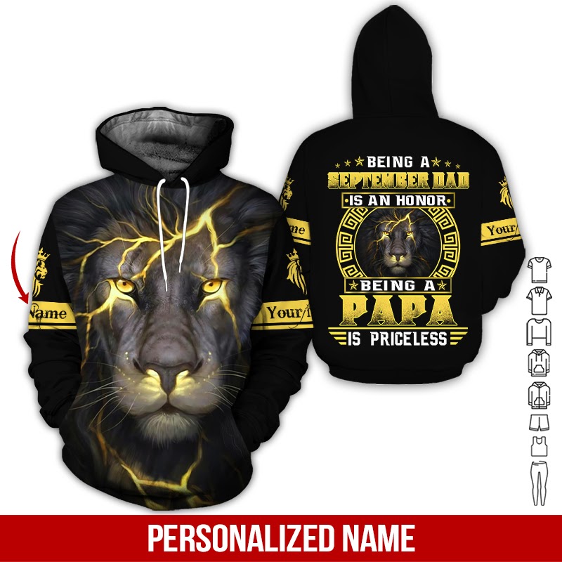 September Dad Lion Custom Name 3D All Over Print | For Men & Women | Adult | Cn3862