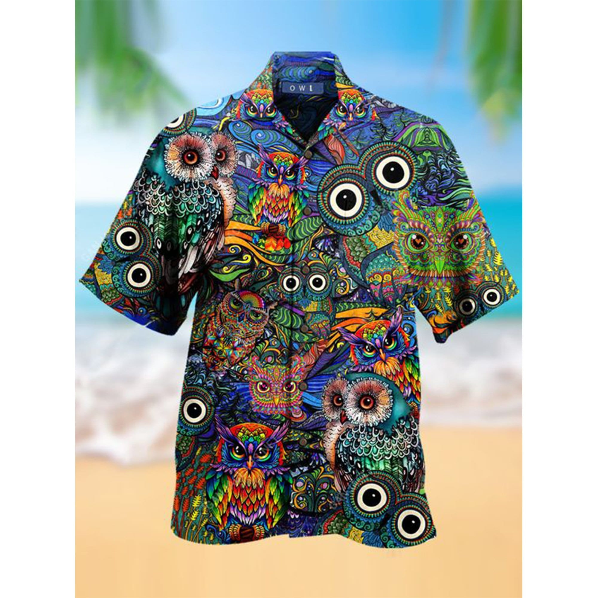 Colorful Art Cute Owls Hawaii Aloha Shirts Dh Ha108766