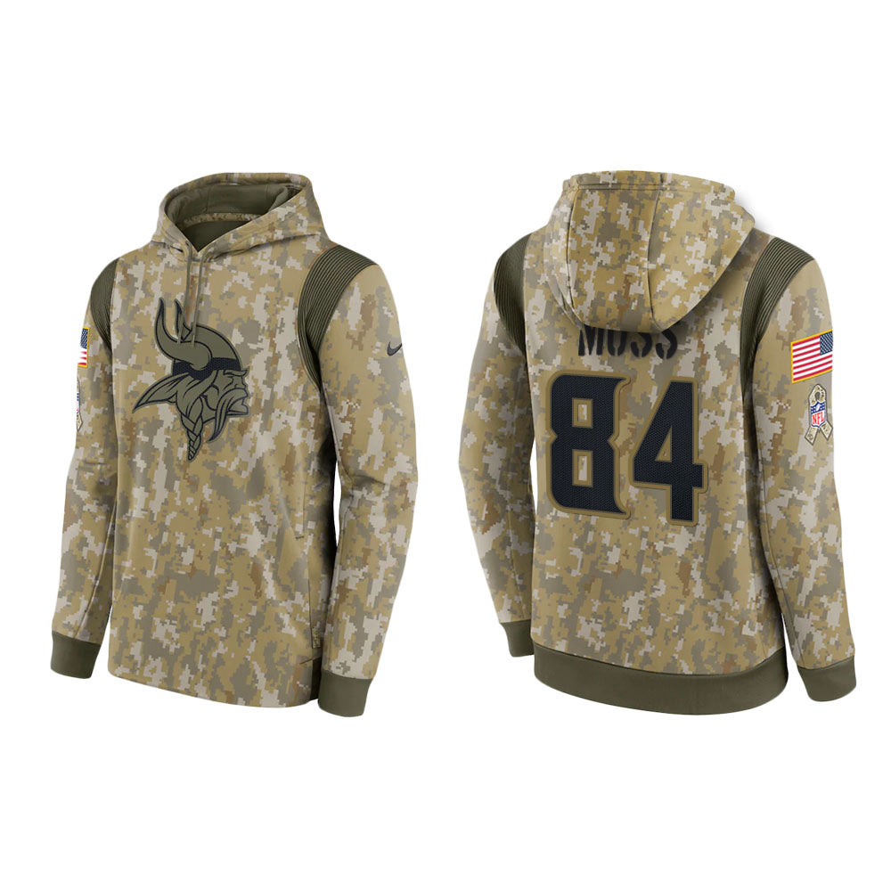 Randy Moss Minnesota Vikings Camo 2021 Salute To Service Veterans Day Therma Pullover Hoodie