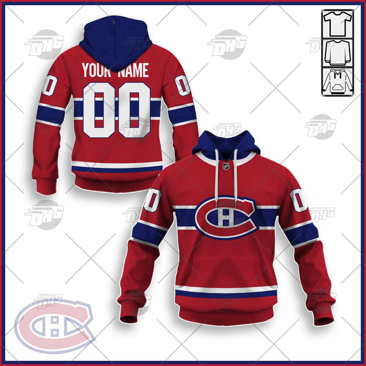 Personalized Mens Montreal Canadiens 2022 Red Home Jersey Personalize Hoodie