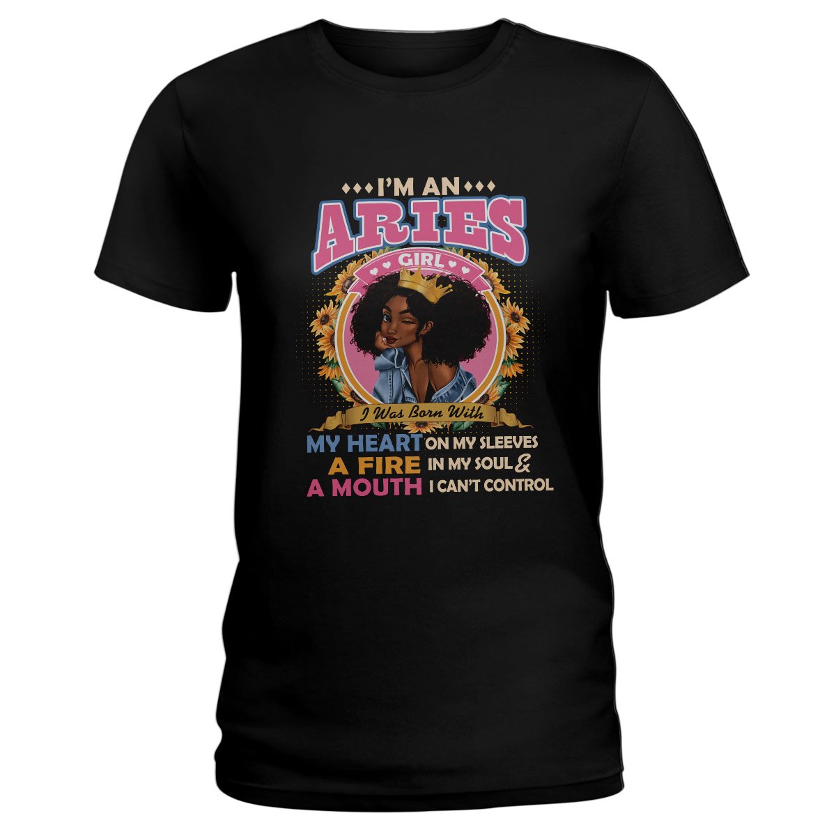 Black Queen Im A Aries Girl Ez13 1609 Ladies T-Shirt