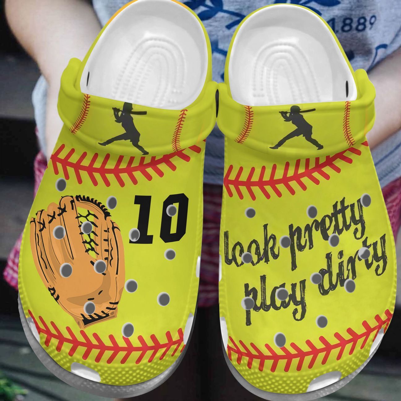 Softball Personalized Clog, Custom Name, Text, Color, Number Fashion Style For Women, Men, Kid, Print 3D Look Pretty Play Dirty