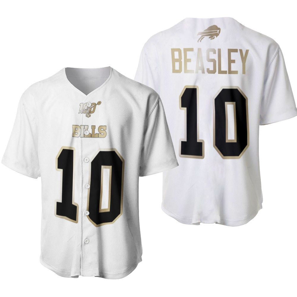 Buffalo Bills Cole Beasley #10 NFL White 100th Season Golden Brandedition Jersey Style Gift For Bills Fans Baseball Jersey