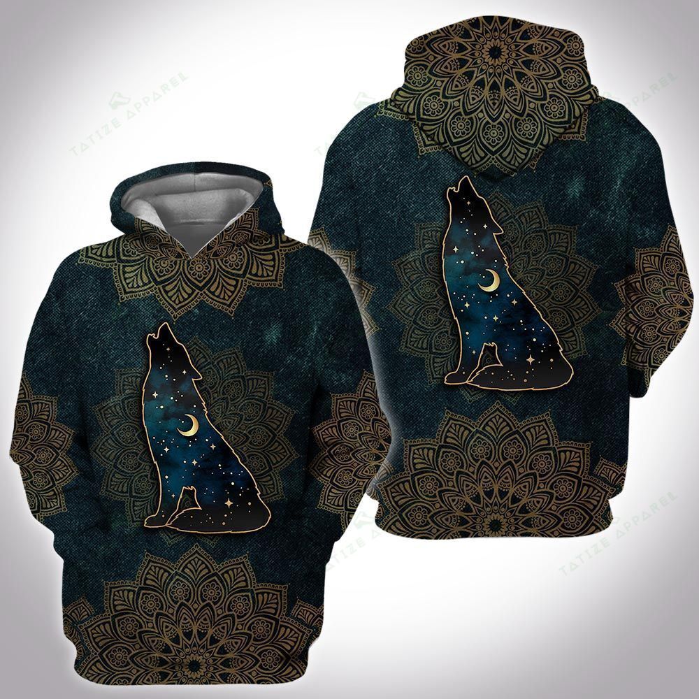 Unisex Animal Mandala Wolfmoon 3D Hoodie All Over Print