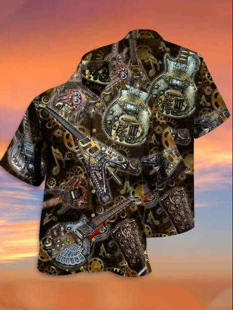 Music Print Casual Breathable Hawaii Shirt For Men Women Ha55373