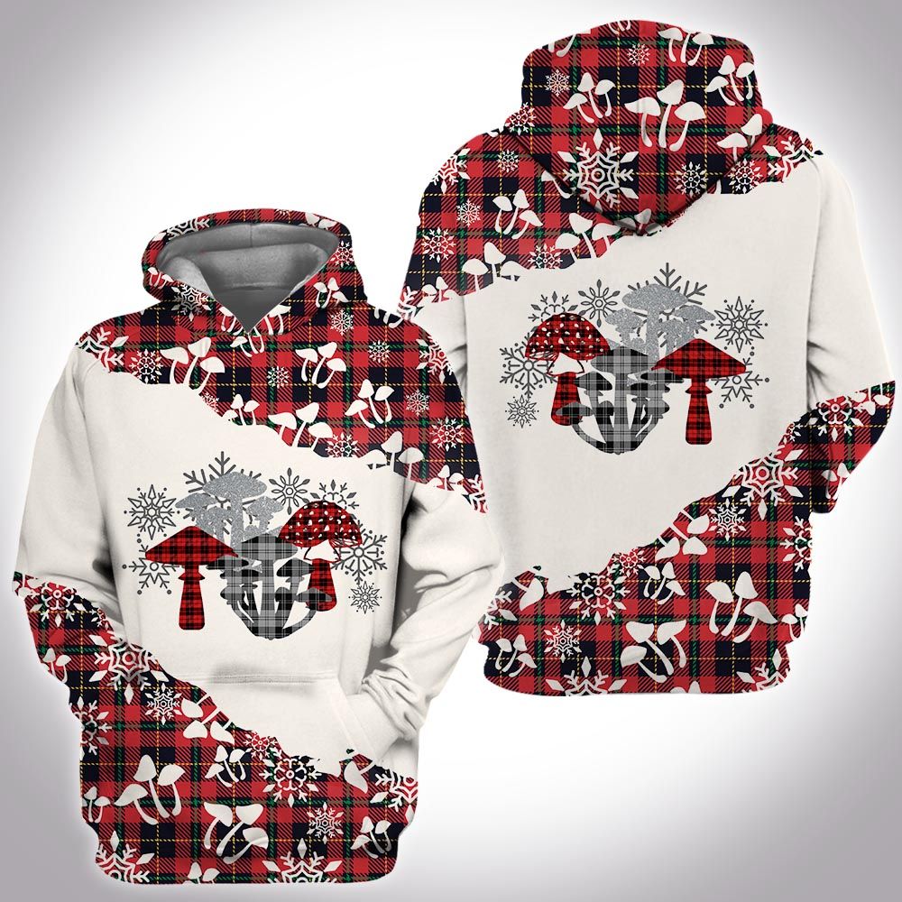 Mushroom Christmas Hoodie Pullover All Over Print Xmas Hoodie