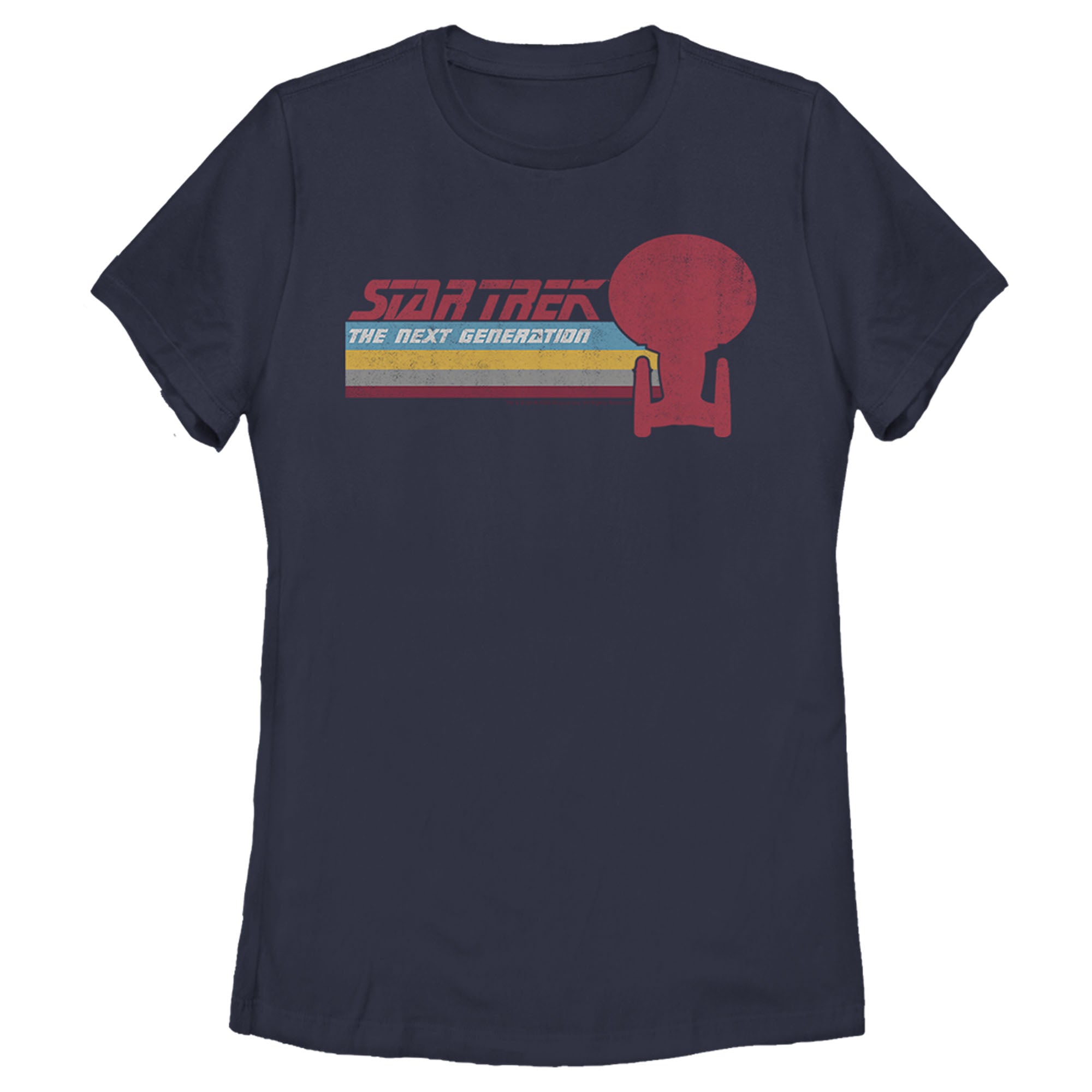 Women’S Star Trek: The Next Generation Uss Enterprise Vertical Retro Rainbow Logo T-Shirt