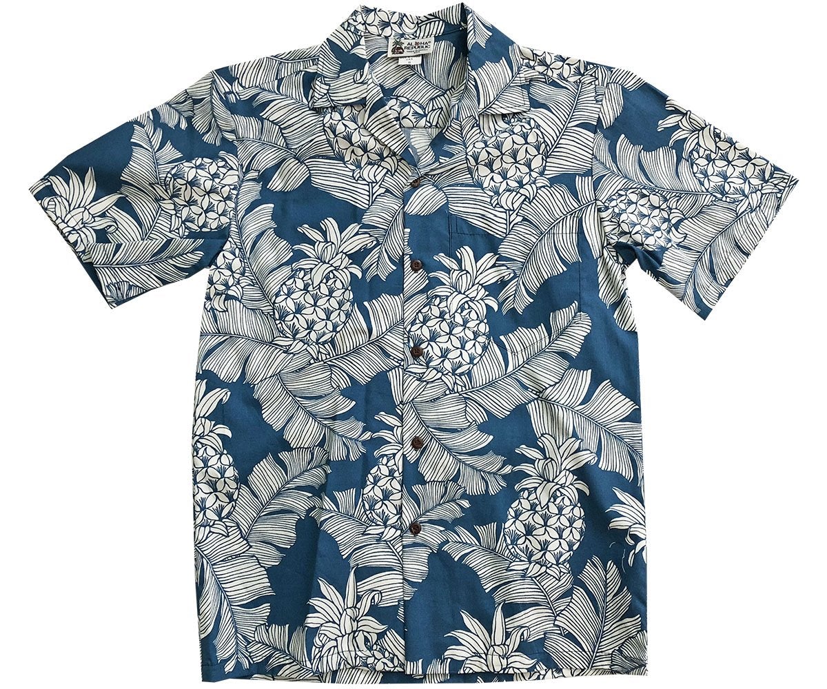 Vintage Pineapple Denim Hawaii Summer Shirt Ha105843