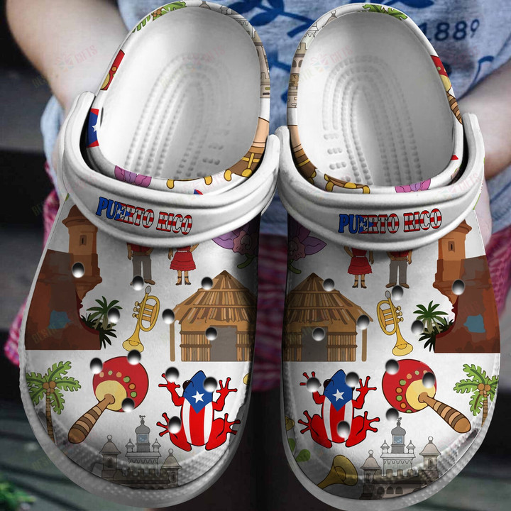 Puerto Rico With Colorful Symbols Crocs Classic Clogs Shoes