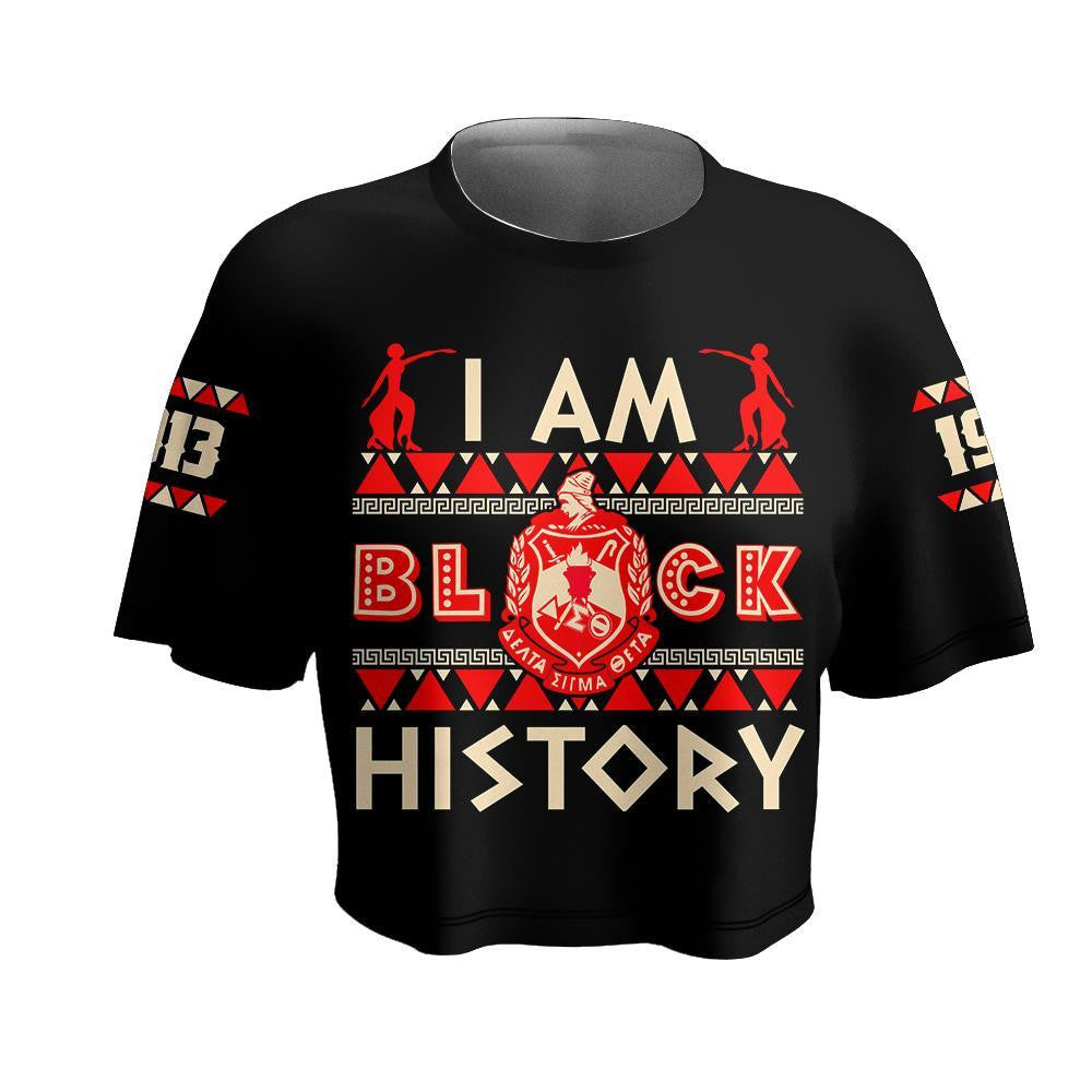 Sorority Tshirt – I Am Black History Delta Sigma Theta Croptop