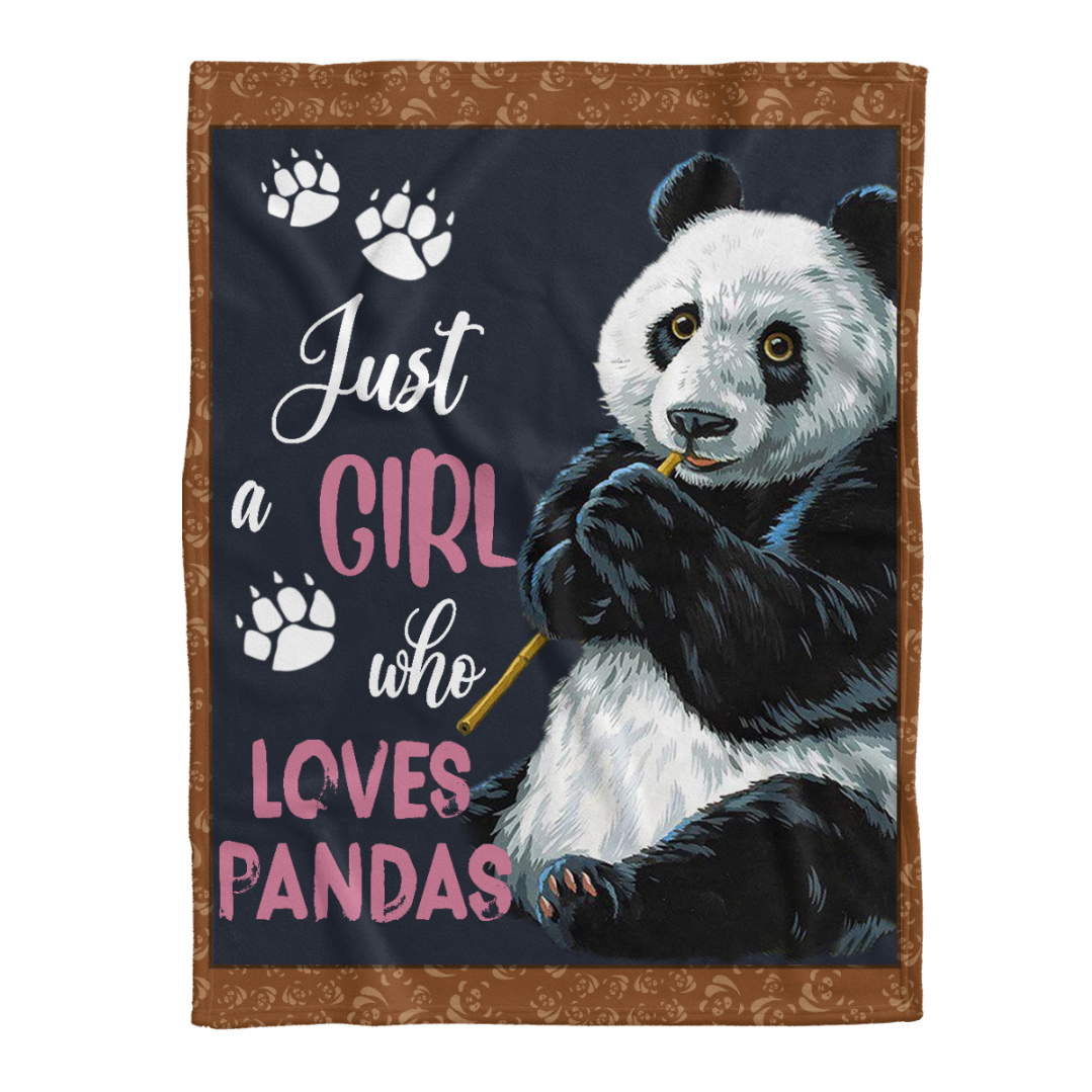 Panda Just A Girl Who Loves Pandas Throw Sherpa Fleece Blanket Lightweight Soft