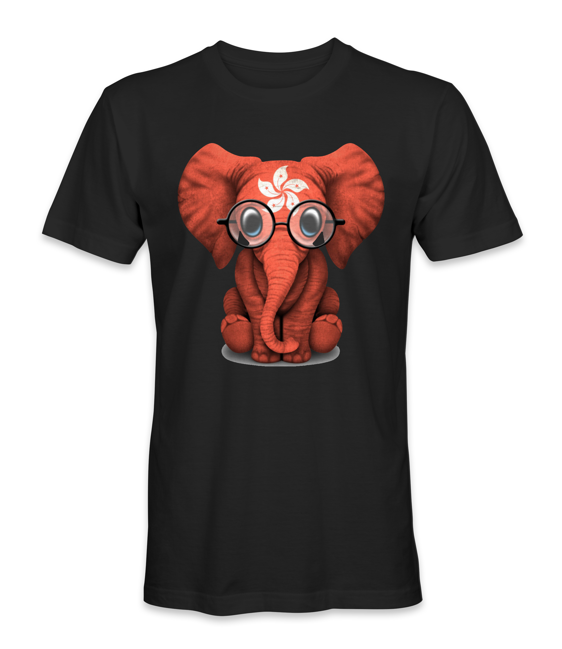 Hong Kong Country Flag On An Elephant T-Shirt