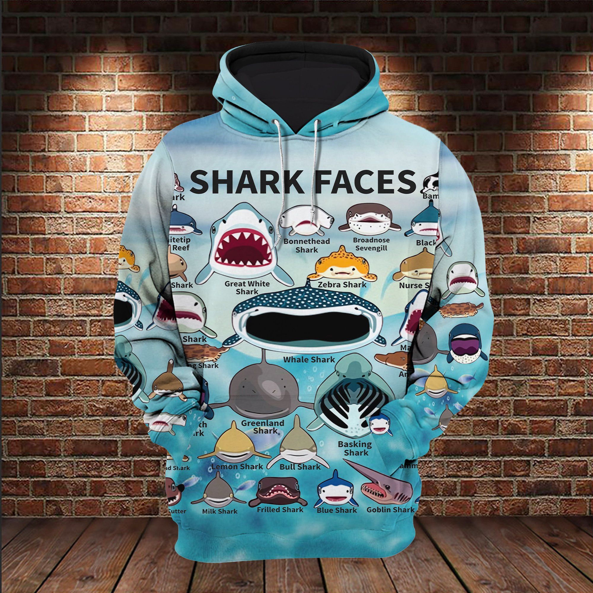 Shark Faces Ocean Animal 3D All Over For Shark Lovers / DKHDTN300121