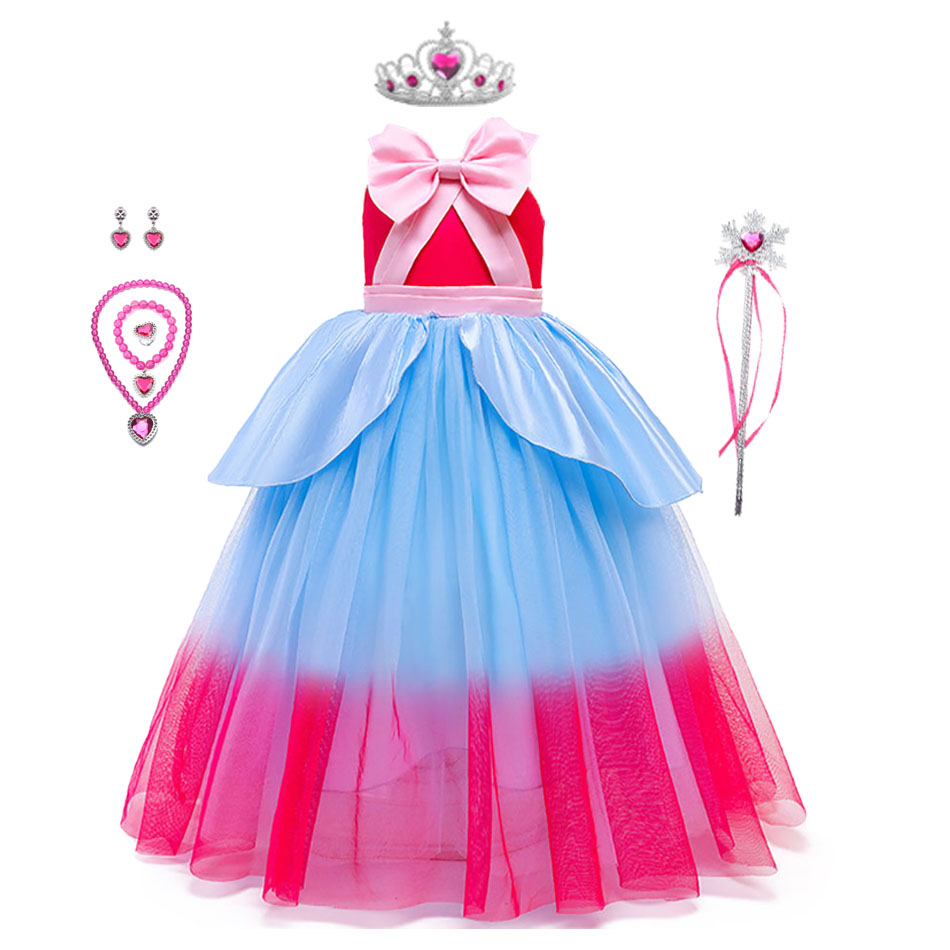 Summer Princess Dress For Girls Snow White Cosplay Costume Puff Sleeve Kids Dress Children Party Birthday Fancy Gown Vestidos alx