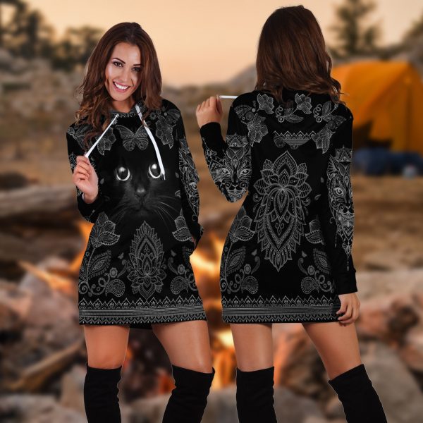 Black Cat 3D Hoodie Dress Qa