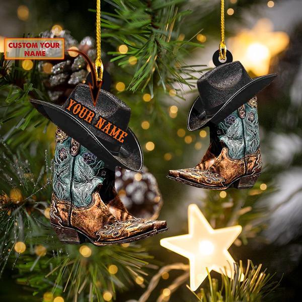 Cowgirl Boot And Hat Christmas Ornament