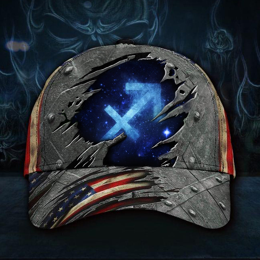 Archer Hat 3D Zodiac Print Vintage USA Flag Cap Gift For Sagittarius Woman Man