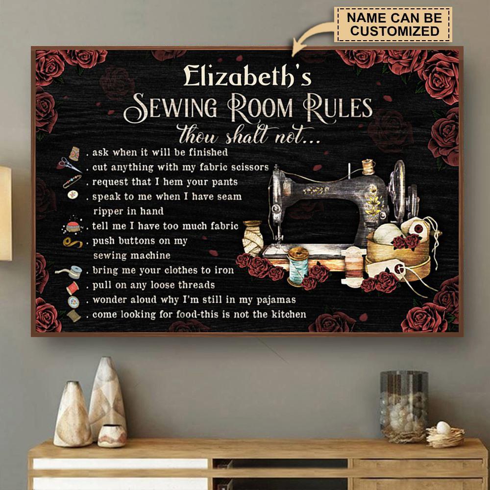 Aeticon Gifts Personalized Sewing Room Rule Canvas Mom Dad Gift Home Decor