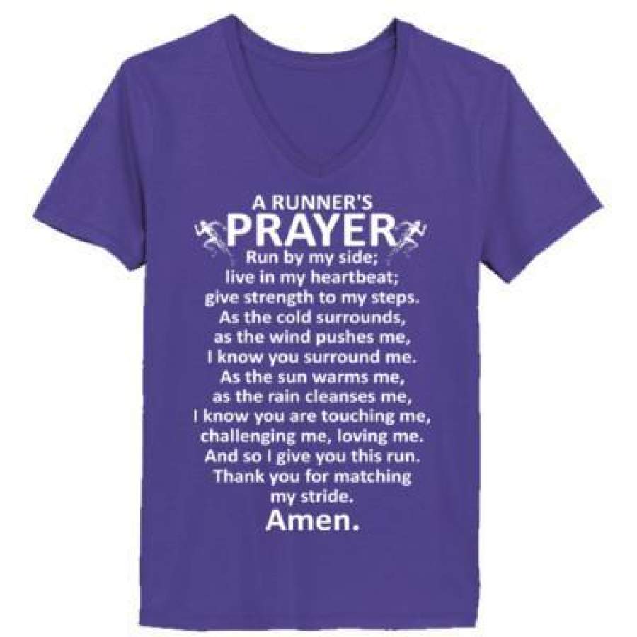 AGR A Runners Prayer – Ladies’ V-Neck T-Shirt