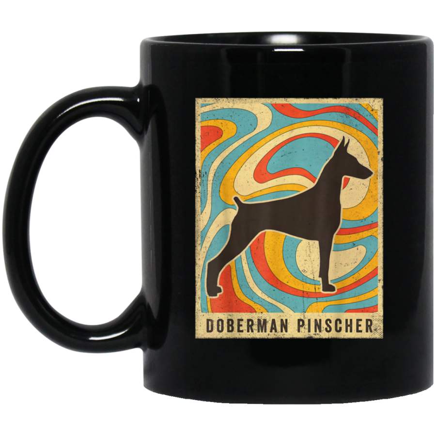 Doberman Pinscher Dog Retro Vintage Gift 11 oz 15 oz Mug Black