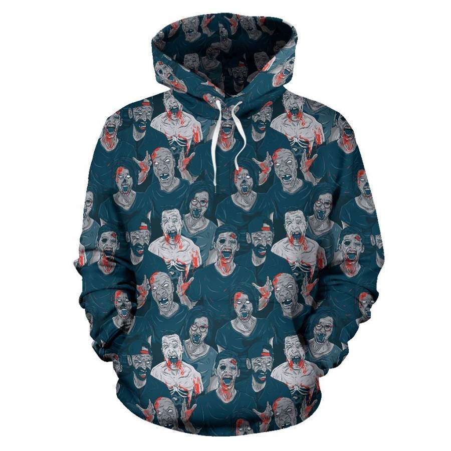 Zombie Halloween Pattern Print Women Men All Over Graphic Hoodie