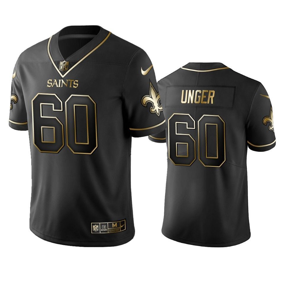 New Orleans Saints 60 Max Unger Black Golden Edition Mens Jersey