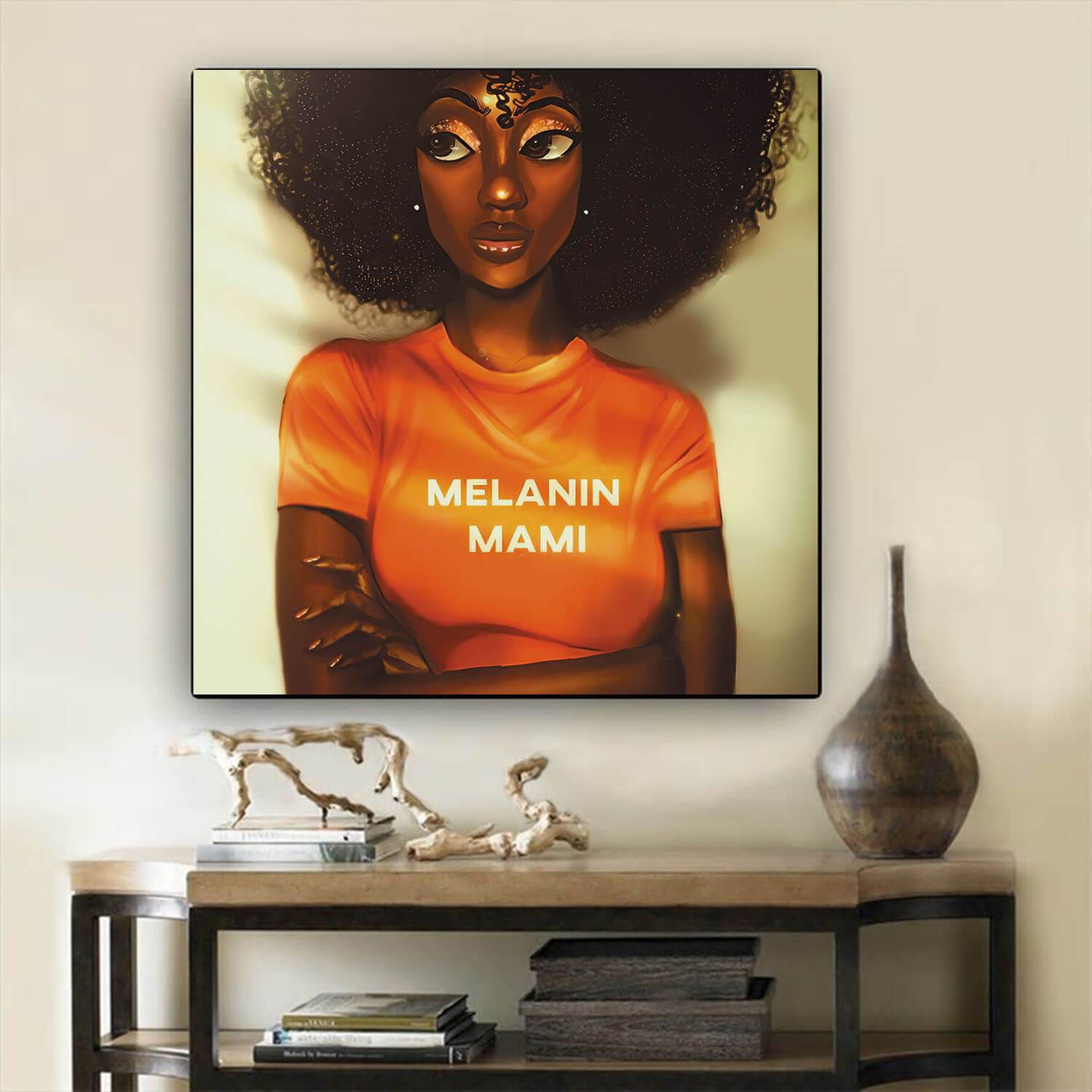 Black History Art Cute African American Girl African Canvas Afrocentric Home Decor Ideas BPS70995