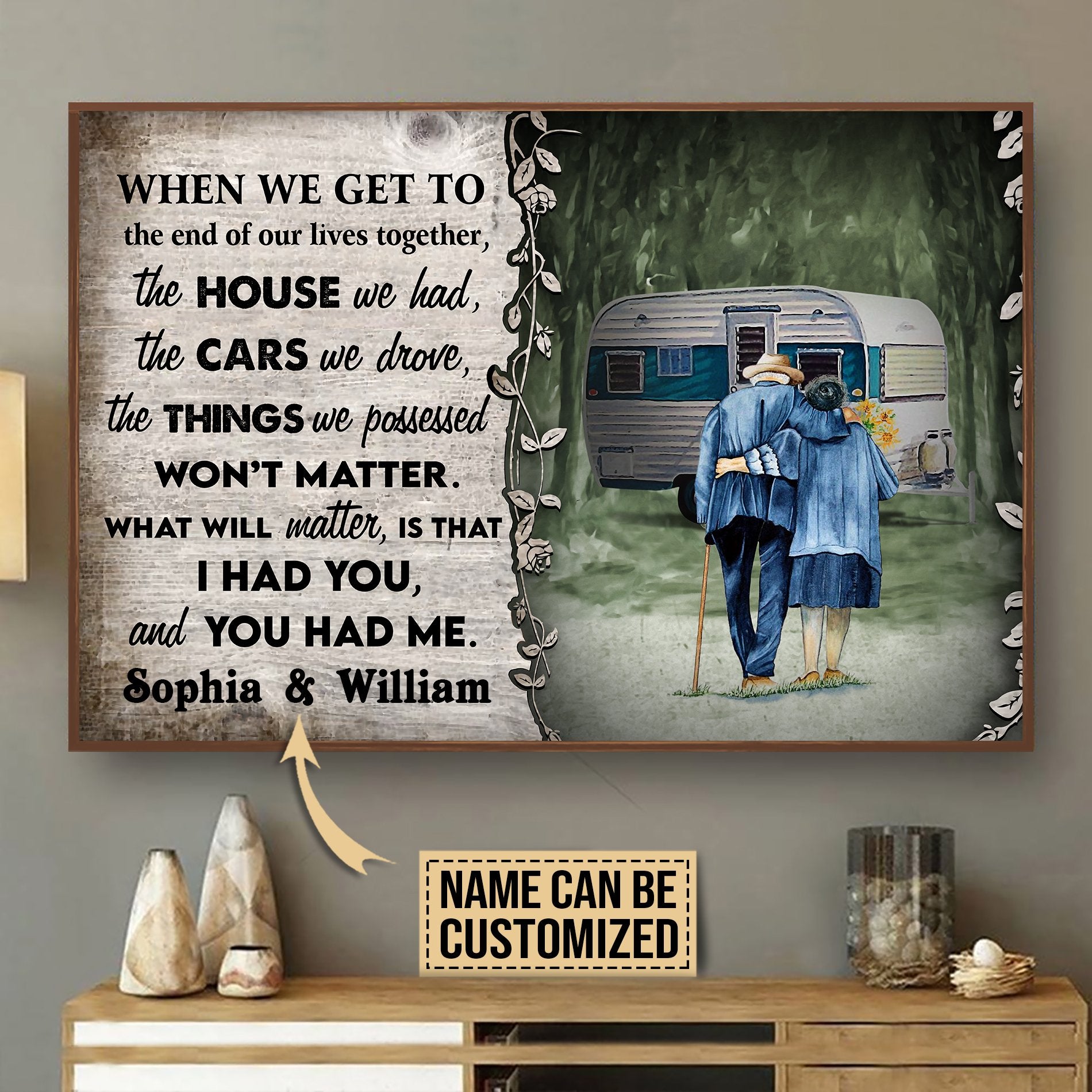 Aeticon Gifts Personalized Camping When We Get To The End Canvas Mom Dad Gift Home Decor