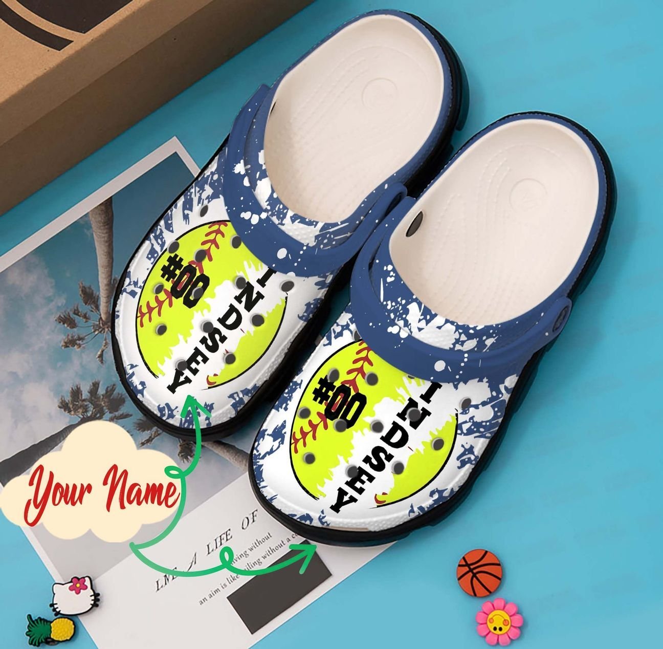 Softball Personalized Clog, Custom Name, Text, Color, Number Fashion Style For Women, Men, Kid, Print 3D 00 Ball