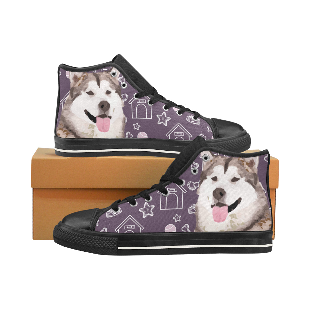 Alaskan Malamute Black Men’s Classic High Top Canvas Shoes /Large Size