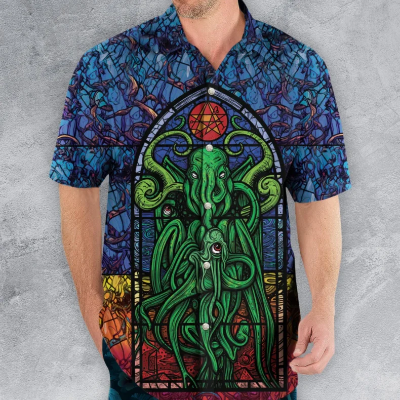 Stained Glass Cthulhu H.P Lovecraft Hawaiian Shirt