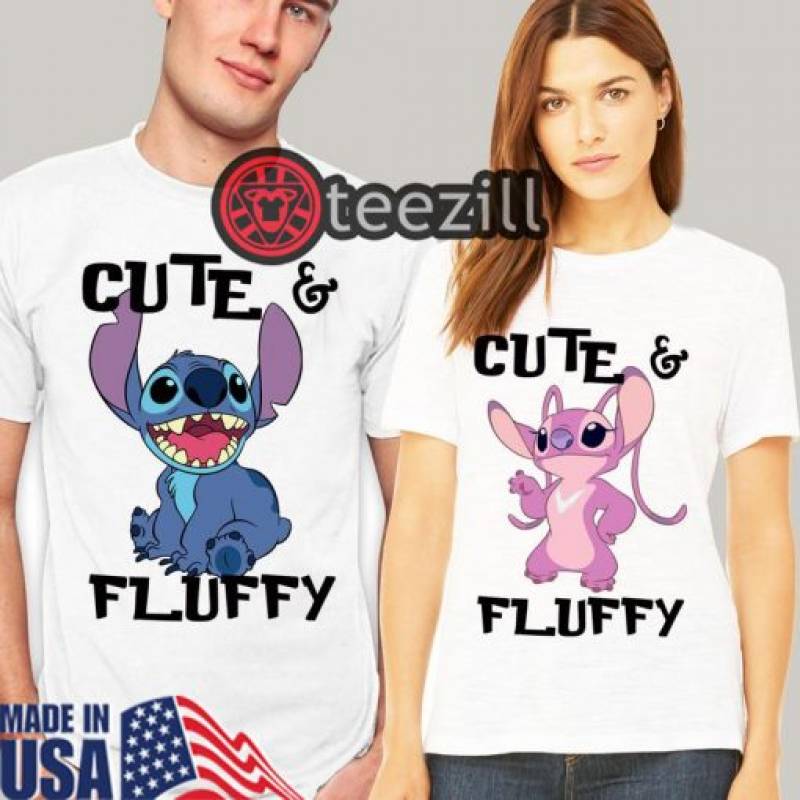 Stitch cute and Fluffy Men’s shirt Stitch and Angel Women’s Funny Shirt