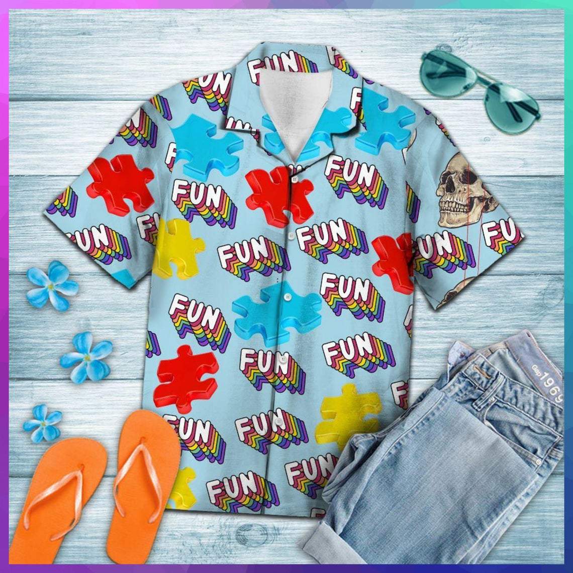 Autism Fun Summer Hawaiian Shirt | Unisex | Adult | Hw5143